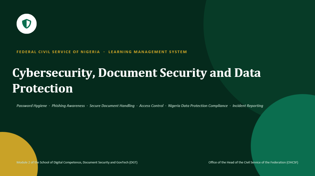 Cybersecurity, Document Security and Data Protection (SCORM)