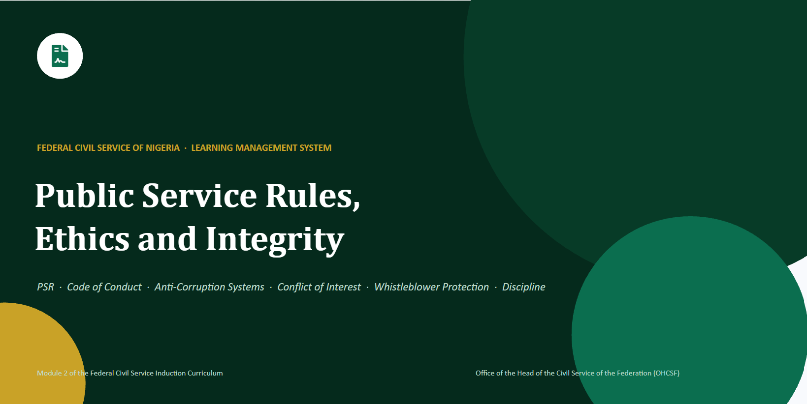 PSE 102 – Public Service Rules, Ethics and Integrity